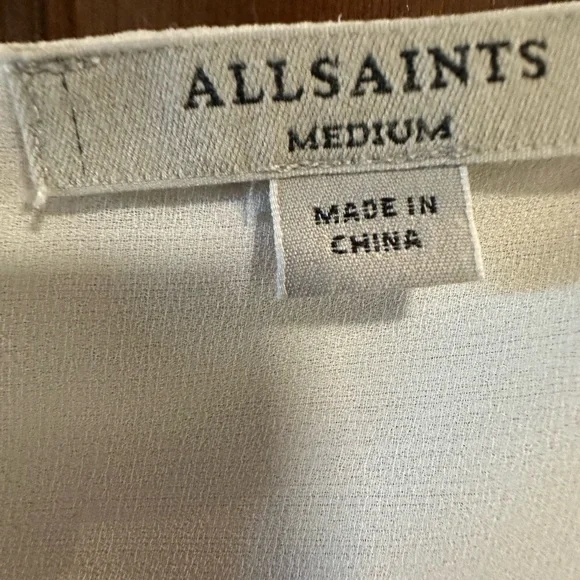 All Saints white Draped Tie Front Blouse - Picture 3 of 3